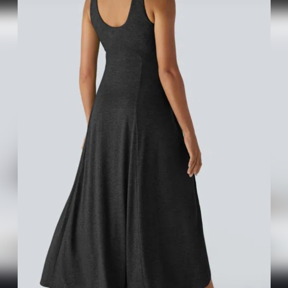 Halara Black U-Neck Backless Split Flowy Maxi Cas… - image 6